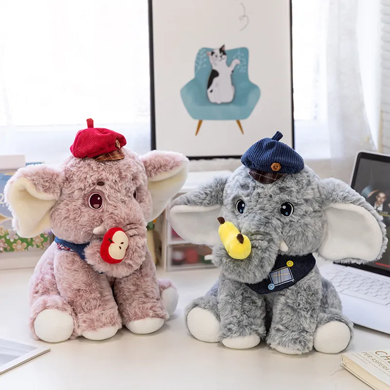 Cute Apple Banana Elephant Plush Set – Large & Small Stuffed Animal Pair, Soft Fruit-Themed Plush Toy Doll Gift for Kids